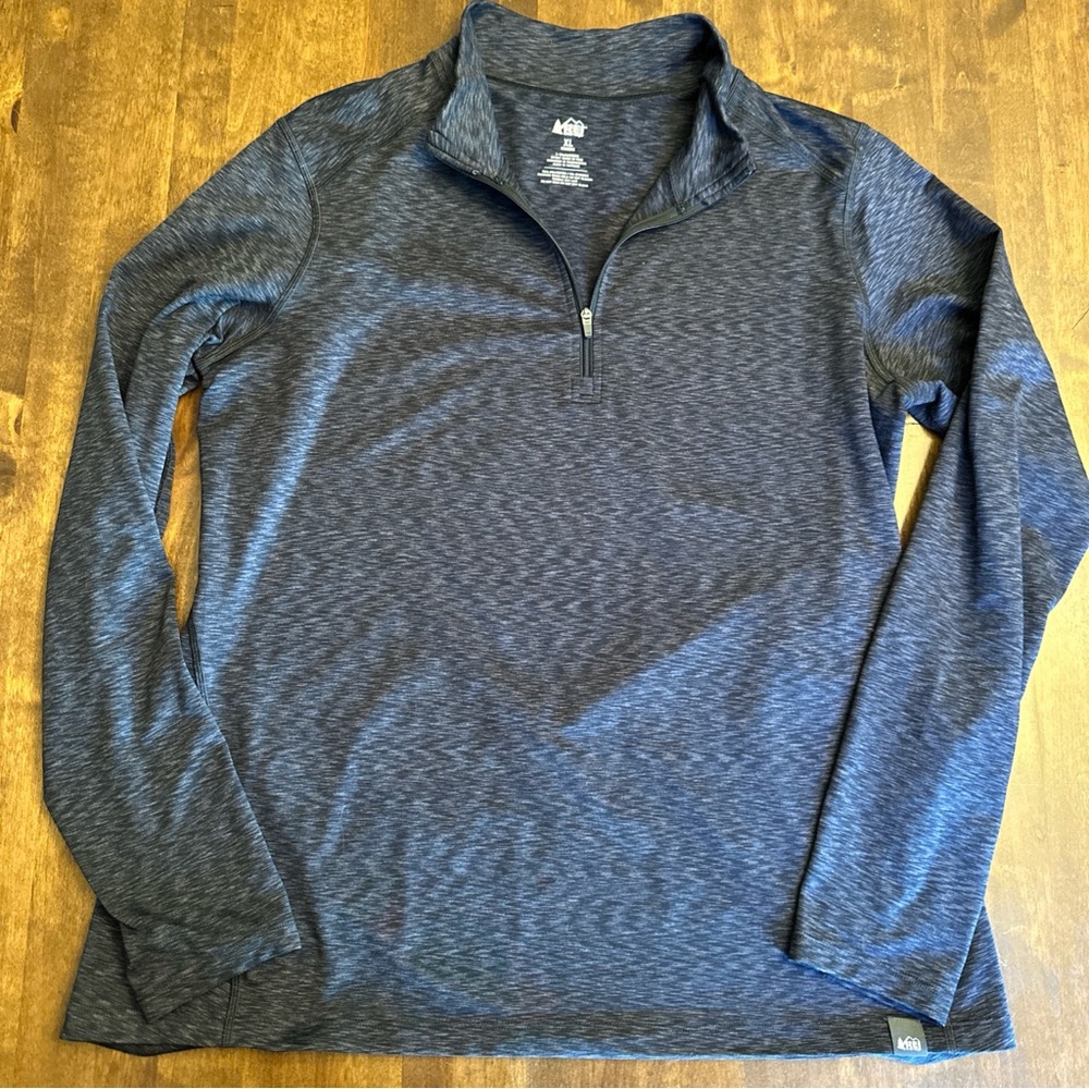 REI Womens XL Qtr Zip Black Stretch Top Gorpcore Granola‎ Girl Outdoor Hike Run